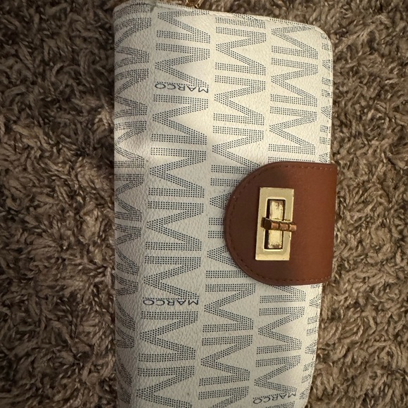 Women's White and Brown Wallet - Picture 1 of 2